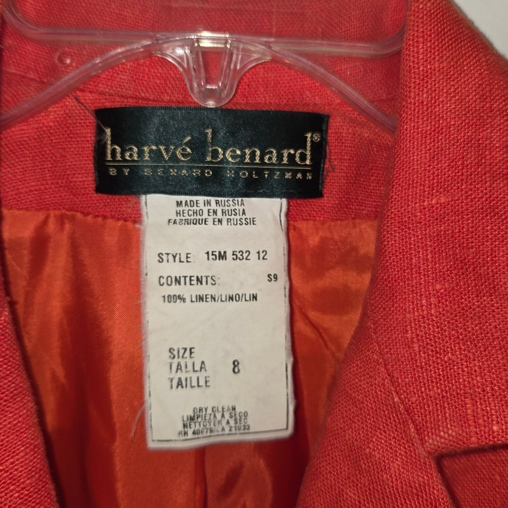 Vintage Orange Linen Harve Bernard Blazer Jacket - Picture 5 of 9